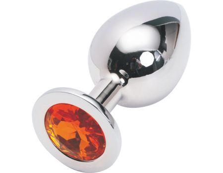 Silver plug large кристалла оранжеый SL-08